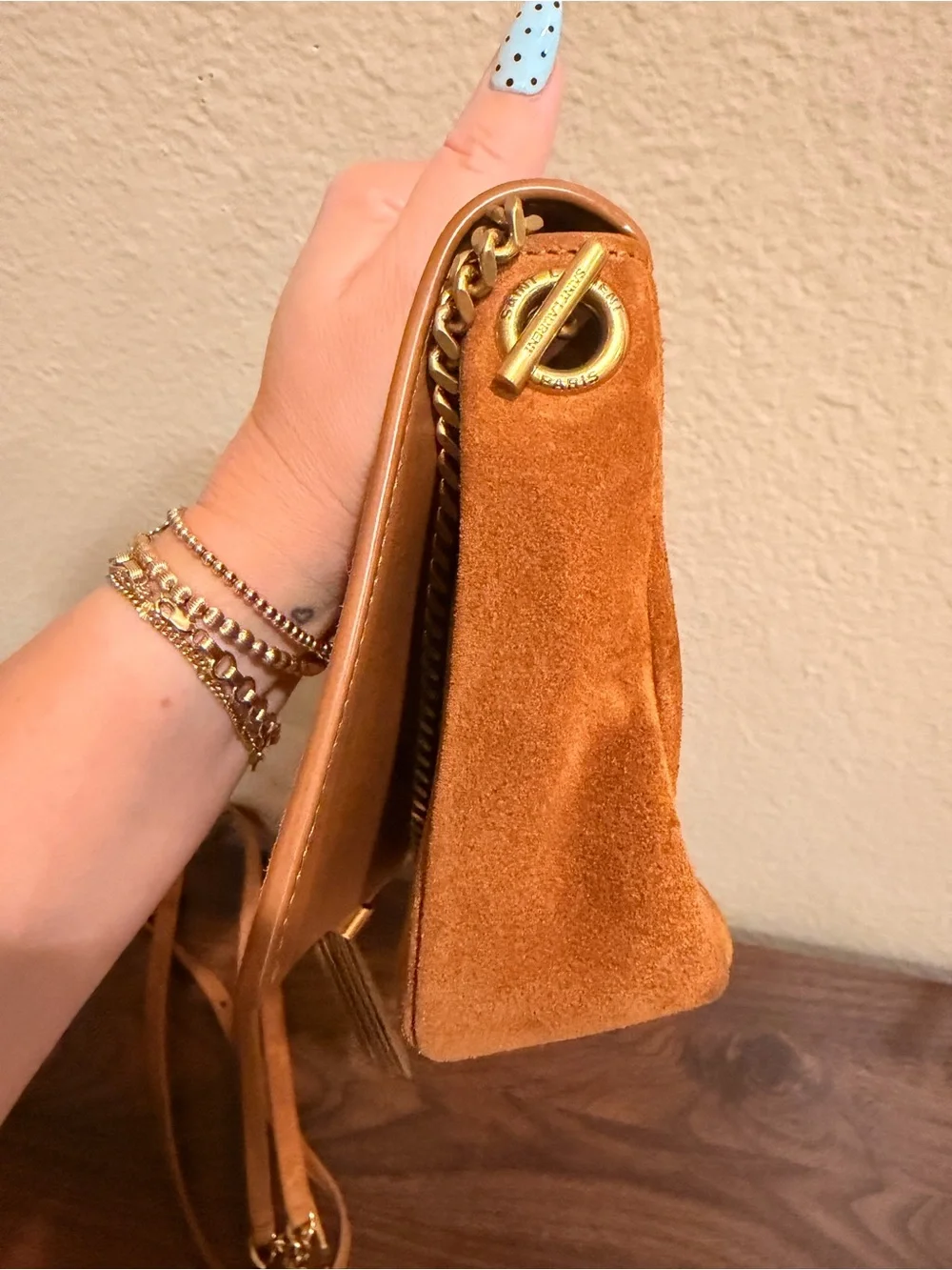 Saint Laurent Suede Tassel Chain handbag in Cognac brown